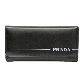 プラダ(Prada) メンズ,レディース レザー 長財布（二つ折り） ブラック,ブルー【中古】