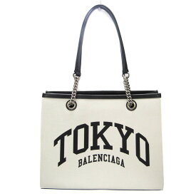 バレンシアガ(Balenciaga) TOKYO Duty Free Shopping Bag 759941 レディース レザー,キャンバス トートバッグ ブラック,オフホワイト【中古】