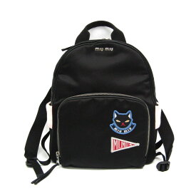 ミュウミュウ(Miu Miu) 5BZ009 キャットアップリケ レディース ナイロン,ニット リュックサック ブラック【中古】
