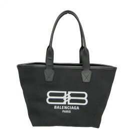 バレンシアガ(Balenciaga) ジャンボ スモール 692068 メンズ,レディース キャンバス,レザー トートバッグ ブラック,オフホワイト【中古】