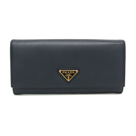 プラダ(Prada) SAFFIANO TRIANG 1MH132 レディース レザー 長財布（二つ折り） ネイビー【中古】