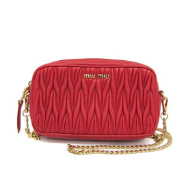 ミュウミュウ(Miu Miu) マテラッセ チェーンショルダー ミニバッグ レディース レザー ポーチ,ショルダーバッグ レッド【中古】