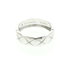 シャネル(Chanel) ココクラッシュリング ミディアムモデル K18ホワイトゴールド(K18WG) ファッション 無し バンドリング シルバー【中古】