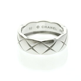 シャネル(Chanel) ココクラッシュリング ミディアムモデル K18ホワイトゴールド(K18WG) ファッション 無し バンドリング シルバー【中古】