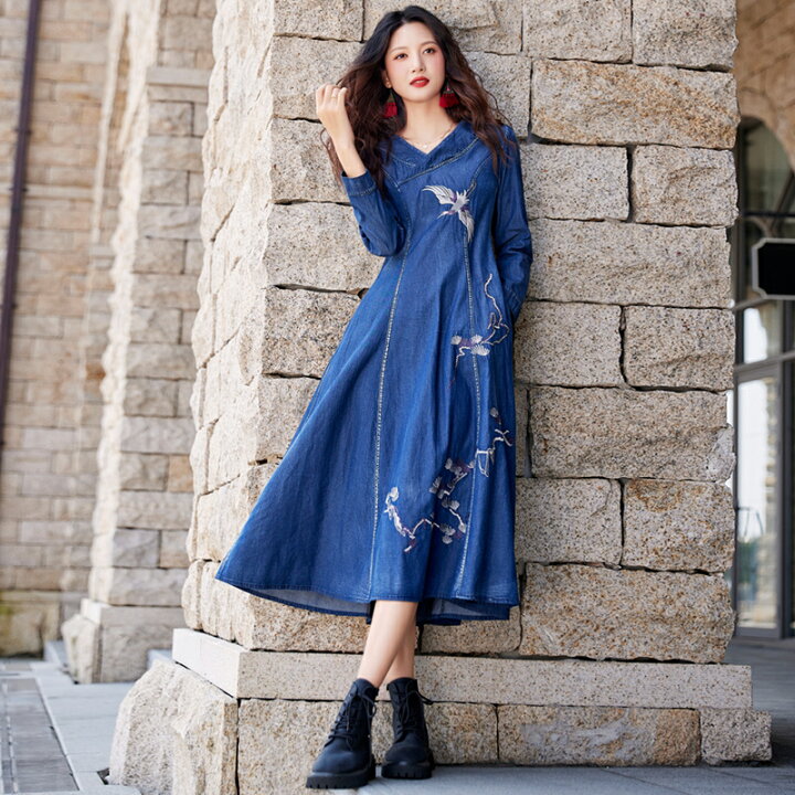 ネメス ブルーデニム 膝刺繍デザイン Lサイズ 楽天市場】即納 