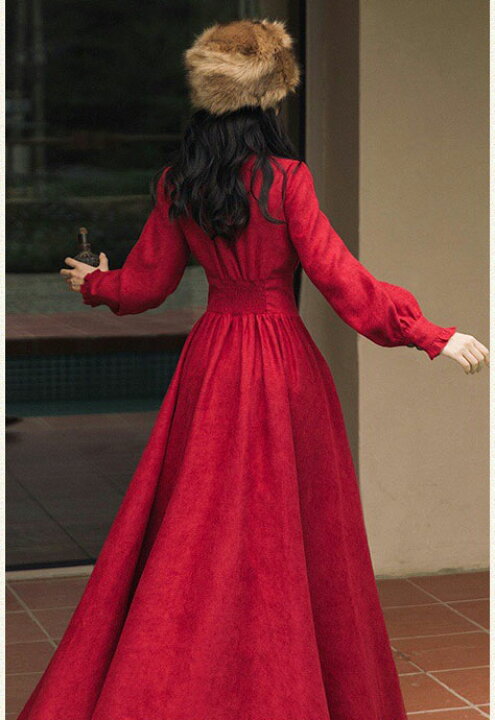 楽天市場】即納 春 赤 ワンピース S-XL 大きいサイズ レトロワンピース  