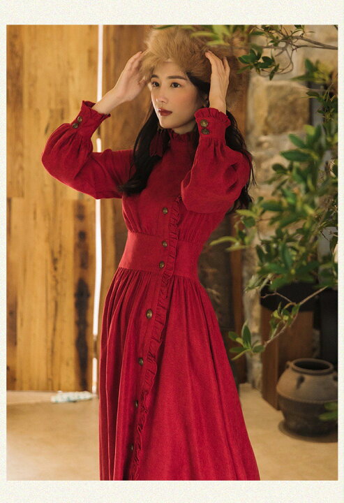 楽天市場】即納 春 赤 ワンピース S-XL 大きいサイズ レトロワンピース  