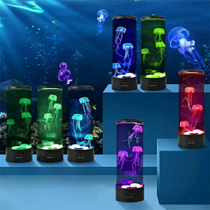 卓上 アクアリウム LED 夜灯クラゲ イルミネーション搭載 クラゲ2匹内蔵 シリコン スタンドタイプのコンパクト アクアリウム 水族館 癒