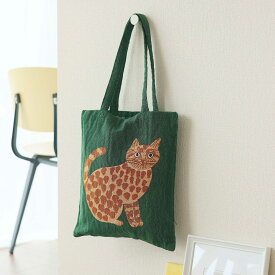 【ポイント5倍!＋クーポン】松尾ミユキ レクタングル トートバッグ｜rectangle tote bag 猫 鳥 リス トートバッグ エコバッグ お買い物バッグ マチ無し かわいい おしゃれ