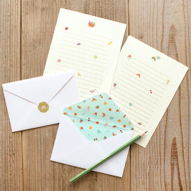 ＼P2倍＋クーポン／papoter パポテ レターセット｜定型内 手紙 便箋 封筒 ギフト お祝い 誕生日 おしゃれ かわいい シンプル 動物 フルーツ アニマル 恐竜 フラワー 植物 犬 猫 シール付き｜MATOKA マトカ