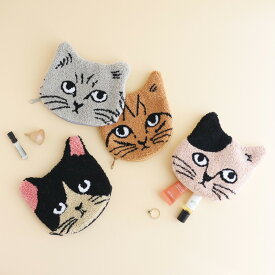 ＼P2倍＋クーポン／松尾ミユキ モコ ポーチ｜cat moco pouch 小物入れ ケース メイクポーチ 普段使い 収納 おしゃれ 可愛い ネコ 猫 Cat コスメ 財布 旅行 トラベル 化粧 円形 丸 ねこ 刺繍【yp】