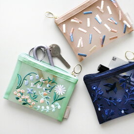 ＼P2倍＋クーポン／SUVANT MINI POUCH スヴァント ミニポーチ｜ポーチ ケース 刺繍 メッシュ 鍵 キーケース ICカード カード ケース ミニ コンパクト かわいい おしゃれ ボタニカル 花 フラワー 鳥 アート 植物 ギフト プレゼント 母の日｜MATOKA マトカ