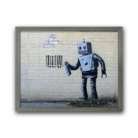 【Raffinart】バンクシー「Robot」［380mm × 305mm］｜Banksy アートポスター フレームセット インテリア フレーム付き【受注生産品】【発送までに 約7-10営業日】【「Raffinart」以外の商品と同送不可】