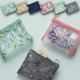【7月下旬 新色入荷！】SUVANT MINI POUCH スヴァント ミニポーチ｜ポーチ ケース 刺繍 メッシュ 鍵 キーケース ICカード カード ケース ミニ コンパクト かわいい おしゃれ ボタニカル 花 フラワー 鳥 アート 植物 ギフト プレゼント 母の日｜MATOKA マトカ