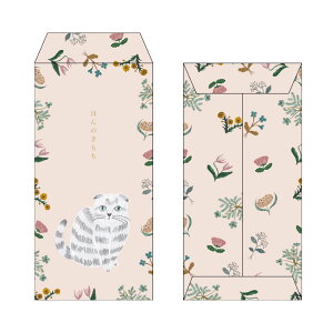 \P2倍+クーポン/松尾ミユキ 長ぽち袋|LONG ENVELOPE ポチ袋 おしゃれ かわいい 動物 猫 ネコ フラワー シンプル 大人 上品 和紙 箔押し ロング|MATOKA マトカ