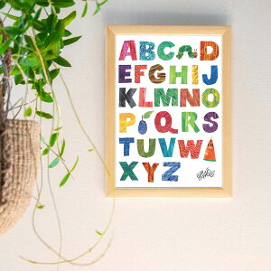 \P2倍+クーポン/ERIC CARLE:エリック カール・B4サイズ ポスター『Alphabe / はらぺこあおむし』木製フレームセット|インテリア 北欧 ナチュラル ブラウン 額装 エリックカール【etc】