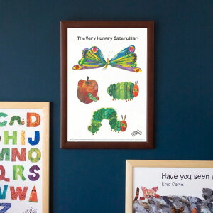 \P2倍+クーポン/ERIC CARLE:エリック カール・B4サイズ ポスター『Butterfly / はらぺこあおむし』木製フレームセット|インテリア 北欧 ナチュラル ブラウン 額装 エリックカール【etc】