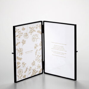 \P2倍+クーポン/RICORDO リコルド ガラスフレーム(2面タイプ)|フレーム インテリア 額縁 ゴールドブラックガラスおしゃれかわいいディスプレイ写真立てポストカードシンプル フォト