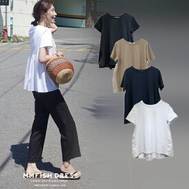 Tシャツ 半袖 レディース 半袖tシャツ 半袖カットソー バックギャザー Tシャツ バックフリル トップス カットソー 夏 かわいい 無地 上着 シンプル レディース トップス 夏服