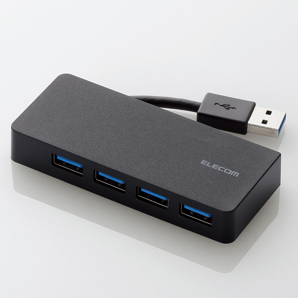 エレコム 4ポート USBハブ USB 3.0 対応 ケーブル収納 コンパクトタイプ USB ハブ ブラック U3H-K417BBK |  エレコムダイレクトショップ