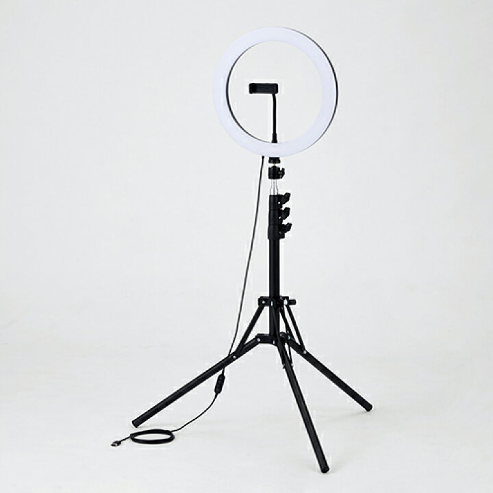 楽天市場】エレコム LEDリングライト 30cm ロング三脚スタンド付き LED 