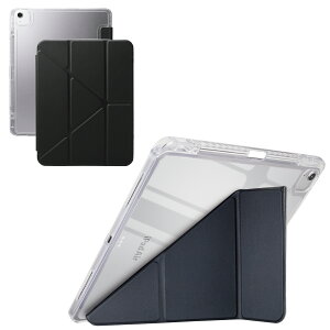 �G���R�� iPad Air 13�C���` (M4/M3/M2) 2026/2025/2024�N �P�[�X �J�o�[ ORIGAMIX �c�u��/���u���ɑΉ� �y�V�[���ɍ��킹���p�x�����z �w�ʃN���A �t���b�v�t�� �y�� �I�[�g�X���[�v �y�����[ �u���b�N TB