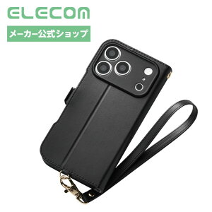 �G���R�� iPhone18 Pro �p �蒠�^�P�[�X �ϏՌ� �Ռ��z�� �X�^���h�t�� ���Εt �J�[�h���[ �n���h�X�g���b�v�t �����Y�ی� ���h�~ �X�}�z�P�[�X �u���b�N ELECOM PM-A26CPLFY4KBK