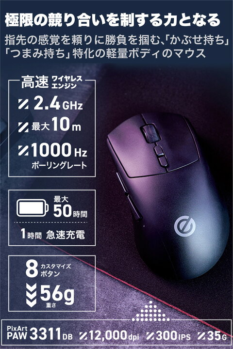 楽天市場】エレコム ゲーミングマウス V custom VM501 無線2.4GHz 