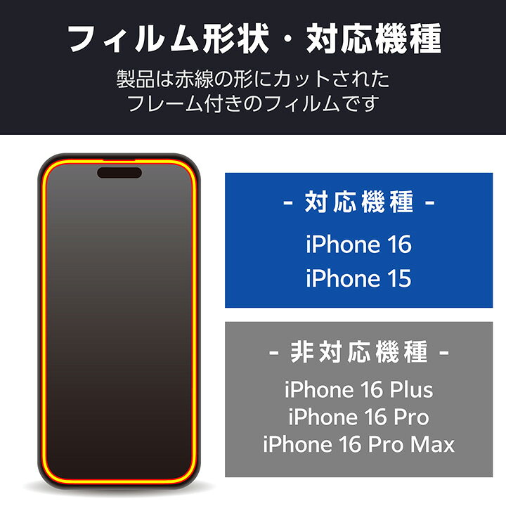 楽天市場】エレコム iPhone16 用 ガラスフィルム フレーム付き 高透明 