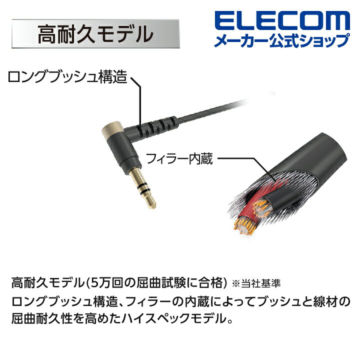 エレコム 高耐久 オーディオ φ3.5 AUXケーブル ステレオ ミニプラグ L字プラグ-ストレートプラグ AUX ケーブル φ3.5オス- φ3.5オス 断線に強い スマートフォン タブレット カーステレオ スリム 1.0m ブラック AX-35MSL10BK エレコムダイレクトショップ エレコム オーディオケーブル 1m AUX φ3.5オス-φ3.5オス 高耐久 スリムケーブル ブラック AX-35MS10BK