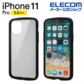 エレコム iPhone 11 Pro 用 TOUGH SLIM LITE フレームカラー ケース カバースマホケース タフスリム シンプル TPU素材 高硬度8H ポリカーボネート ブラック PM-A19BTSLFCBK