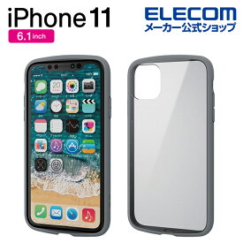 エレコム iPhone 11 用 TOUGH SLIM LITE フレームカラー ケース カバー iphone6.1 iPhone11 アイフォン 11 iPhone2019 6.1インチ 6.1 スマホケース タフスリム シンプル TPU素材 高硬度8H ポリカーボネート グレー PM-A19CTSLFCGY