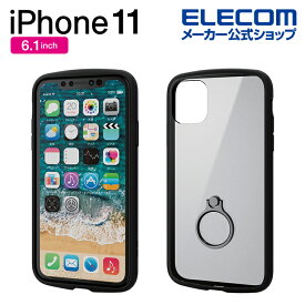 エレコム iPhone 11 用 TOUGH SLIM LITE フレームカラー リング付き ケース カバー iphone6.1 iPhone11 アイフォン 11 iPhone2019 6.1インチ 6.1 スマホケース リング スマホリング タフスリム シンプル 衝撃吸収 ブラック PM-A19CTSLFCRBK