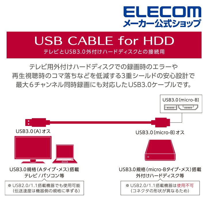 楽天市場】エレコム USB3.0 ケーブル USB3.0(Aタイプ)端子搭載 外付け 