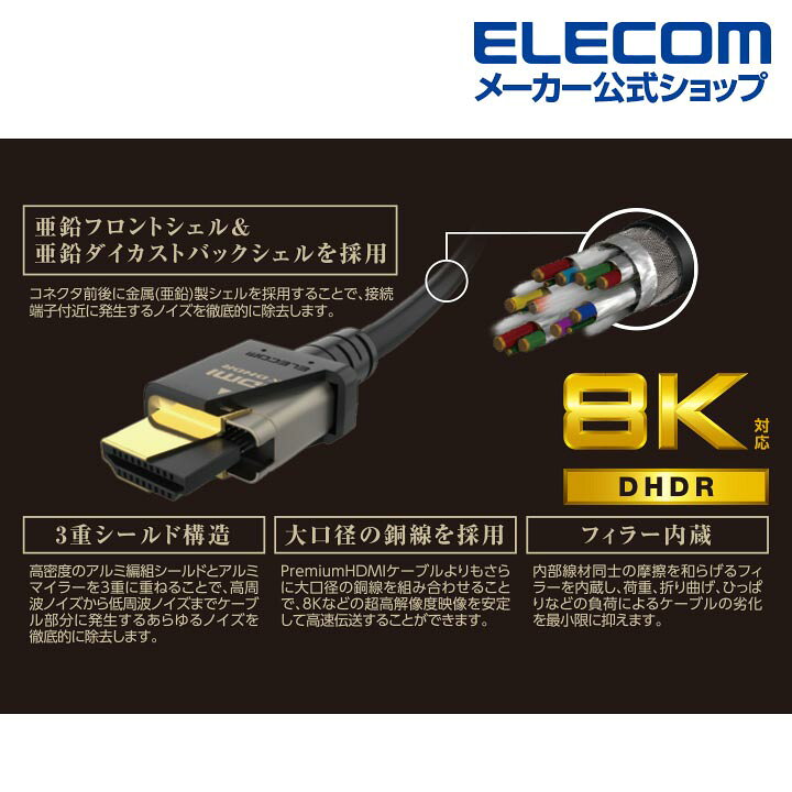 時間指定不可 エレコム HDMI ケーブル 3m 8K×4K×2K対応 HDMI2.1 CAC-HD21E30BK hanuinosato.jp 時間指定不可 エレコム HDMI ケーブル 3m 8K×4K×2K対応 HDMI2.1 CAC-HD21E30BK hanuinosato.jp