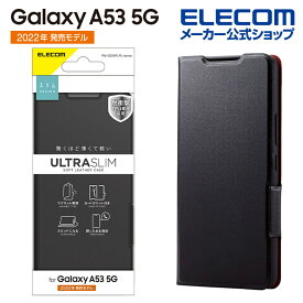 エレコム Galaxy A53 5G (SC-53C SCG15) 用 ソフトレザーケース 薄型 磁石付き ギャラクシーA53 5G GalaxyA53 5G ソフトレザー ケース カバー 手帳型 UltraSlim ブラック PM-G224PLFUBK