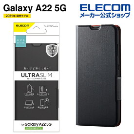 エレコム Galaxy A22 5G (SC-56B) 用 ソフトレザーケース 薄型 磁石付 ギャラクシーa21 5G ソフトレザー ケース カバー 手帳型 UltraSlim ウルトラ スリム ブラック PM-G217PLFUBK