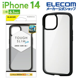 GR iPhone 14 p TOUGH SLIM LITE t[J[ iPhone14 / iPhone13 6.1C` nCubh P[X Jo[ ^tX Cg t[J[ wʃNA ubN ELECOM PM-A22ATSLFCBK