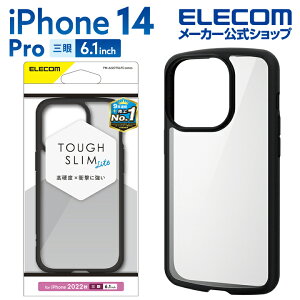 GR iPhone 14 Pro p TOUGH SLIM LITE t[J[ iPhone14 Pro 6.1C` nCubh P[X Jo[ ^tX Cg wʃNA ubN ELECOM PM-A22CTSLFCBK