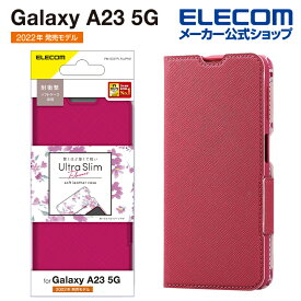 エレコム Galaxy A23 5G SC-56C / SCG18 用 ソフトレザーケース 薄型 磁石付 フラワーズ ギャラクシーA23 5G ソフトレザー ケース カバー 手帳型 UltraSlim デイープピンク PM-G227PLFUJPND