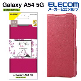 エレコム Galaxy A54 5G ( SC-53D SCG21 ) 用 ソフトレザーケース 手帳型 UltraSlim ウルトラスリム Flowers 薄型 超軽量 磁石付き ギャラクシー GalaxyA54 5G カバー ケース デイープピンク PM-G233PLFUJPND