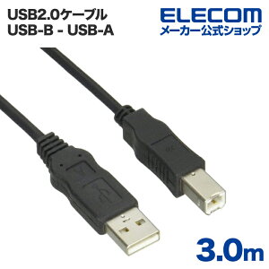 �G���R�� USB�P�[�u�� RoHS�w�ߏ��� (A�]B) 3m �u���b�N ELECOM USB2-ECO30