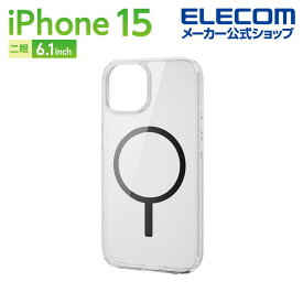 エレコム iPhone 15 用 ハイブリッドケース MAGKEEP iPhone15 2眼 6.1 インチ ハイブリッド ケース カバー ブラック PM-A23AMAG02BK