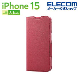 エレコム iPhone 15 用 ソフトレザーケース 薄型 手帳型 磁石付 フラワーズ iPhone15 2眼 6.1 インチ ソフト レザー ケース カバー UltraSlim デイープピンク PM-A23APLFUJPND