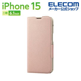 エレコム iPhone 15 用 ソフトレザーケース 薄型 手帳型 磁石付 フラワーズ iPhone15 2眼 6.1 インチ ソフト レザー ケース カバー UltraSlim ライトピンク PM-A23APLFUJPNL