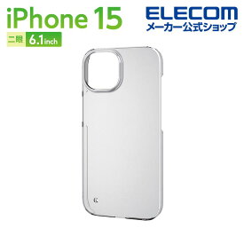 エレコム iPhone 15 用 ハードケース ストラップホール付 iPhone15 2眼 6.1 インチ ハード ケース カバー ストラップホール付き クリア PM-A23APVCR