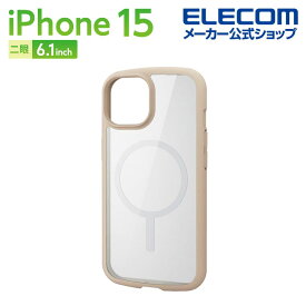 エレコム iPhone 15 用 TOUGH SLIM LITE フレームカラー MAGKEEP iPhone15 2眼 6.1 インチ ハイブリッド ケース カバー タフスリムライト ストラップシート付属 ホワイト PM-A23ATSLFCMWH