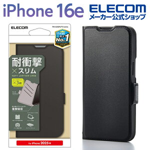 GR iPhone 16e p \tgU[P[X Εt ϏՌ Xeb` J[h[[ iPhone16e \tgU[ P[X Jo[ 蒠^ J[h[[ ubN ELECOM PM-A25SPLFY3BK