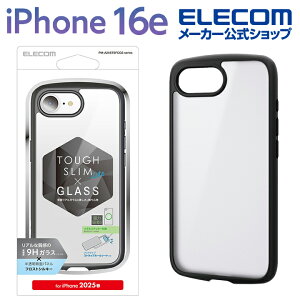 �G���R�� iPhone 16e �p TOUGH SLIM LITE �t���[���J���[ �w�ʃK���X �t���X�g�N���A ���^���X�e�b�J�[ iPhone16e �n�C�u���b�h �P�[�X �J�o�[ �^�t�X�������C�g �w�ʃN���A �t���X�g�V���L�[ �u���b�N