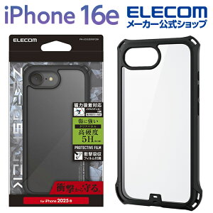 GR iPhone 16e p ZEROSHOCK P[X t[J[ ^XebJ[t iPhone16e [VbN nCubh P[X Jo[ wʃNA ubN ELECOM PM-A25SZEROFCBK